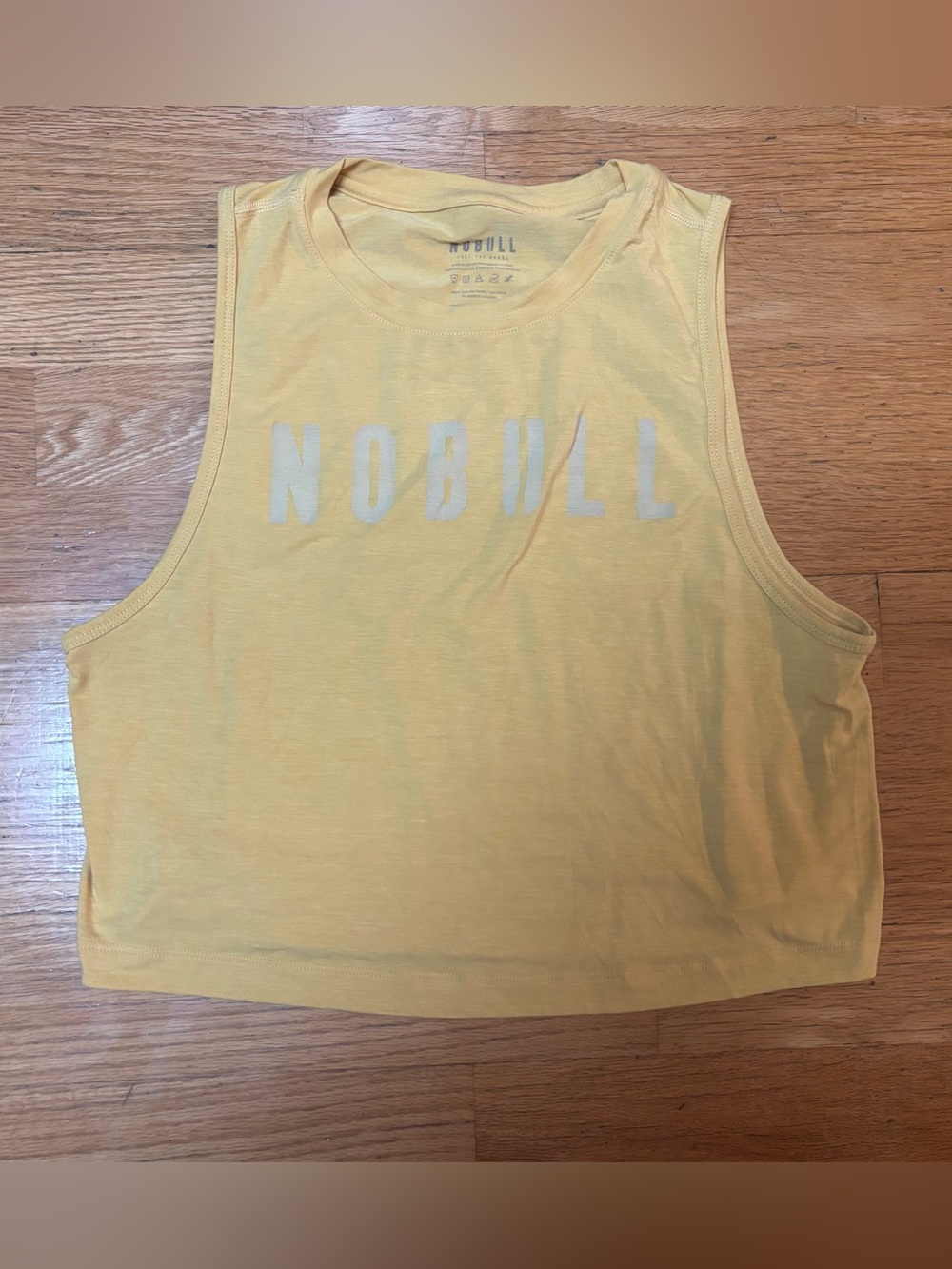 NOBULL Yellow Boxy Cropped Gym Crossfit Activewear Outdoor Workout Muscle Tee S